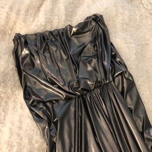 Young fabulous & broke metallic strapless gown